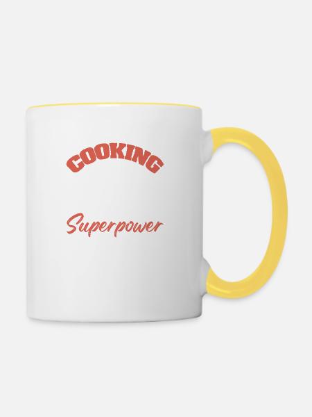 kochen superpower koch - Tasse zweifarbig - Weiß/Gelb