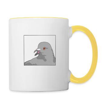 Pigeon / Taube - Tasse zweifarbig - Weiß/Gelb - Rechts