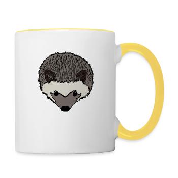Igel Kopf - Tasse zweifarbig - Weiß/Gelb - Rechts