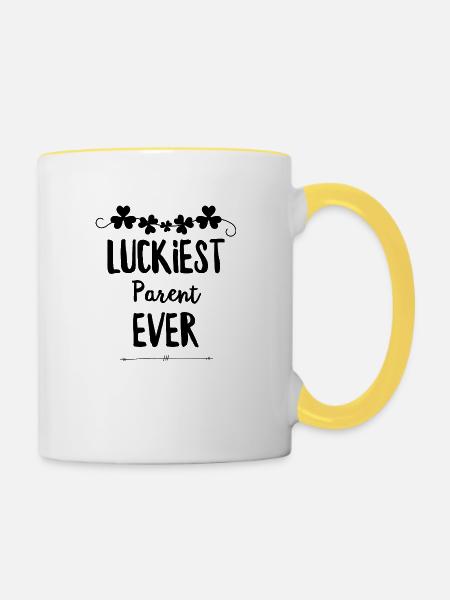 Ein glücklicher Elternteil - Tasse zweifarbig - Weiß/Gelb