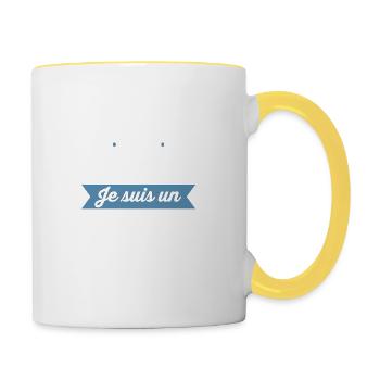 Je Suis Pas Beau-Papa Je Suis Un Papa Bonus Cadeau - Mug contrasté - blanc/jaune - Droite