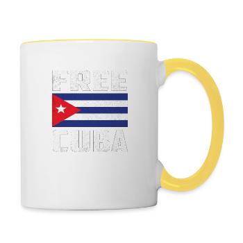 Vintage Free Cuba - Cuba Flag - Mug contrasté - blanc/jaune - Droite