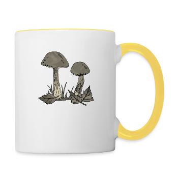 Pilze - Tasse zweifarbig - Weiß/Gelb - Rechts