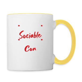 Je Serais Peut Être Un Peu Plus Sociable - Mug contrasté - blanc/jaune - Droite