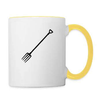 Silhouette Mistgabel Heugabel - Tasse zweifarbig - Weiß/Gelb - Rechts