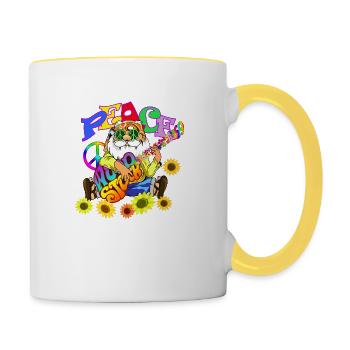 Woodstock Peace Design - Tasse zweifarbig - Weiß/Gelb - Rechts