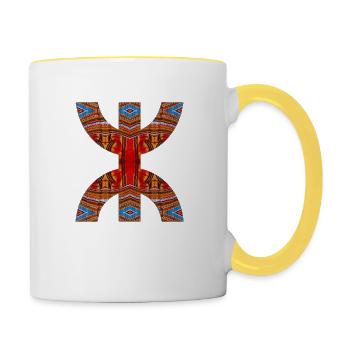 Z IMAZIGHEN TIFINAGH TISSUS KABYLE - Mug contrasté - blanc/jaune - Droite