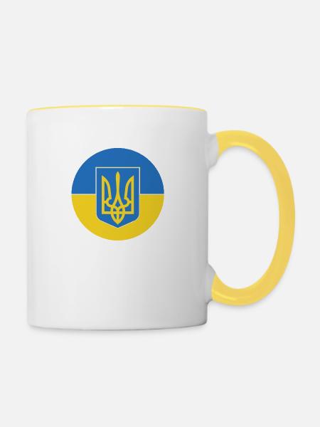 Ukraine - Tasse zweifarbig - Weiß/Gelb