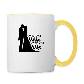 Wedding Life Happy - Contrasting Mug - white/yellow - Right