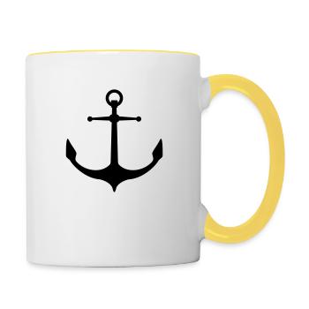 Silhouette Logo Anker - Tasse zweifarbig - Weiß/Gelb - Rechts