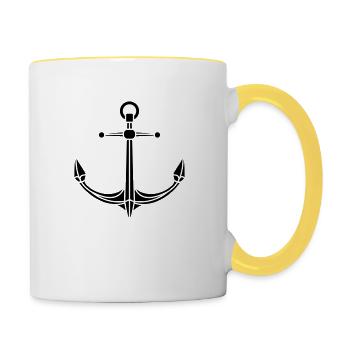Ancre de logo de conception - Mug contrasté - blanc/jaune - Droite