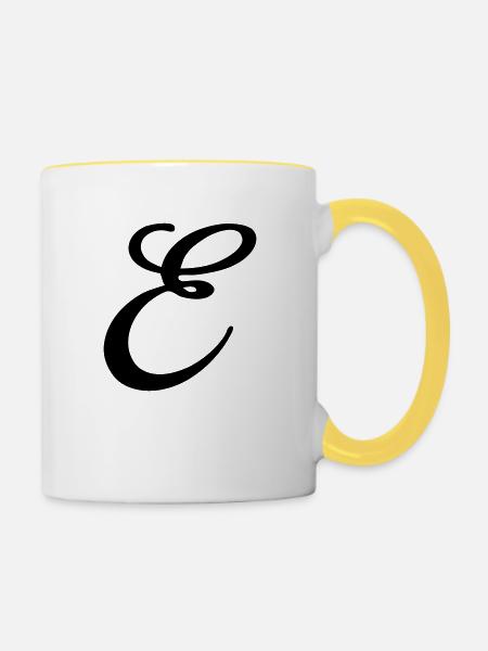 E - Tasse zweifarbig - Weiß/Gelb