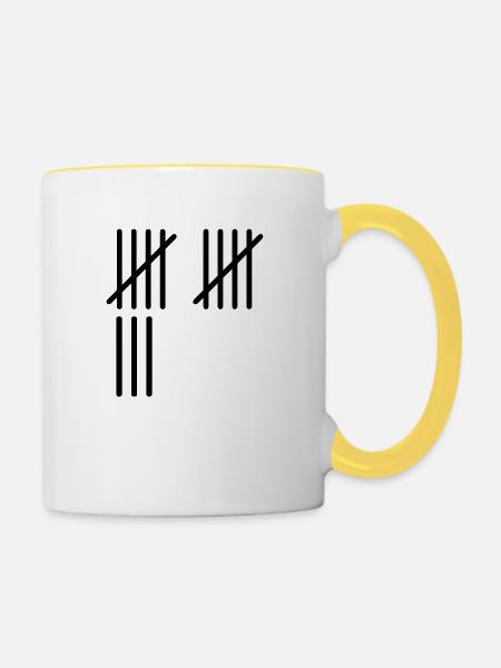 13 Stripes - Tasse zweifarbig - Weiß/Gelb
