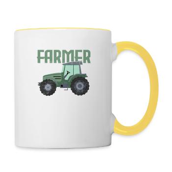 Farmer in Training Animal Farming Farm Cattle - Tasse zweifarbig - Weiß/Gelb - Rechts