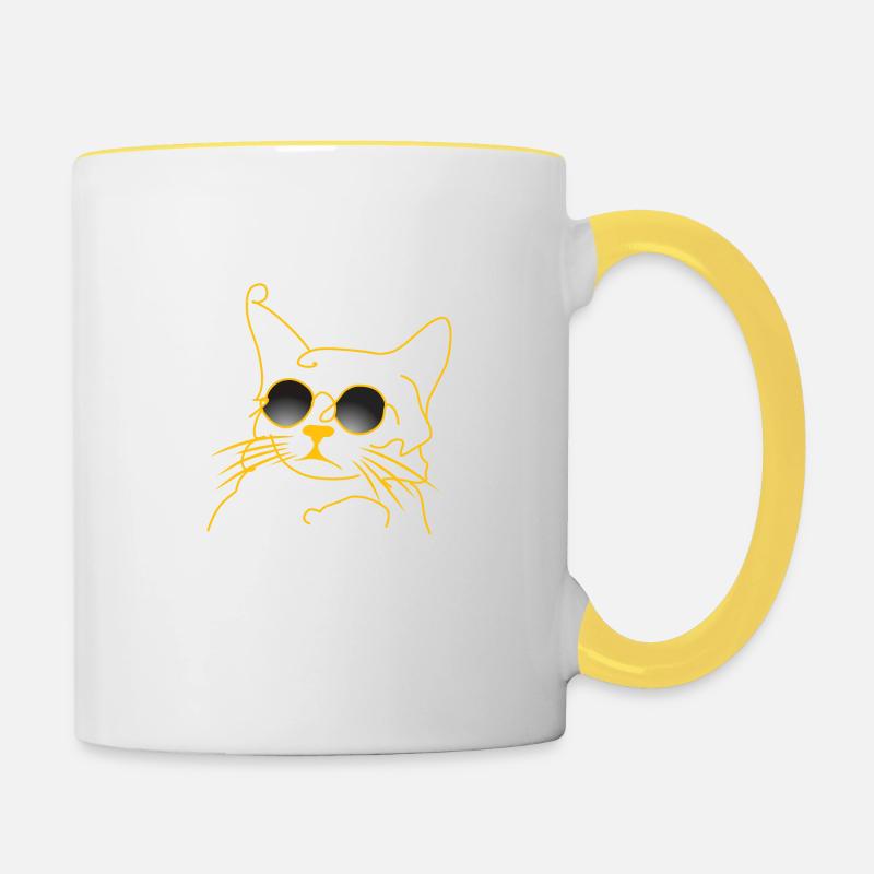 Garçon de chat - Mug contrasté - blanc/jaune