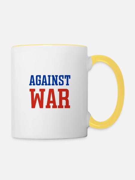 Russian against war - Tasse zweifarbig - Weiß/Gelb