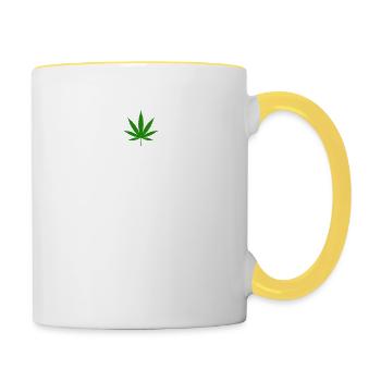 l’herbe me rend heureux cannabis marijuana - Mug contrasté - blanc/jaune - Droite