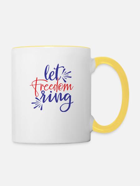 Freiheit - Tasse zweifarbig - Weiß/Gelb