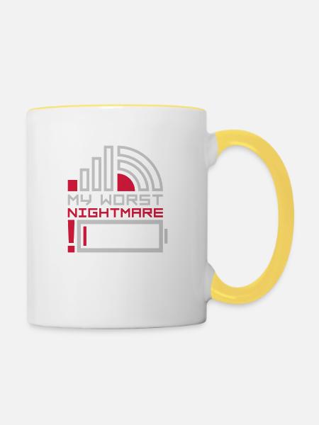 My worst nightmare Logos - Tasse zweifarbig - Weiß/Gelb