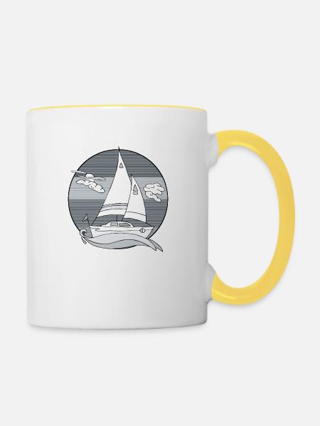 Segelboot - Tasse zweifarbig - Weiß/Gelb