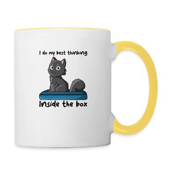 I do my best thinking inside the box - Contrasting Mug - white/yellow - Right