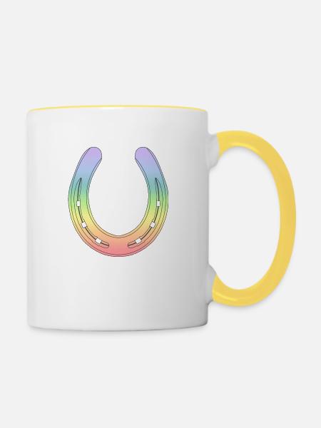 Hufeisen - Tasse zweifarbig - Weiß/Gelb