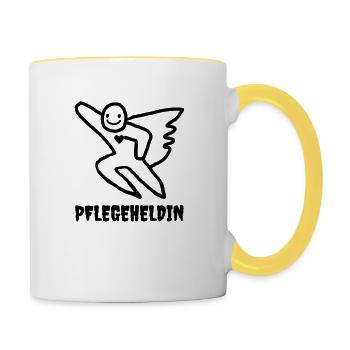 Pflegeheldin - Tasse zweifarbig - Weiß/Gelb - Rechts
