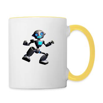 Drôle de robot dansant en 3D - Mug contrasté - blanc/jaune - Droite
