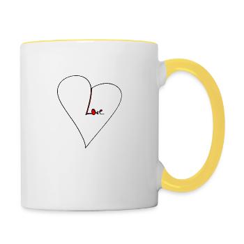 Love - Tasse zweifarbig - Weiß/Gelb - Rechts