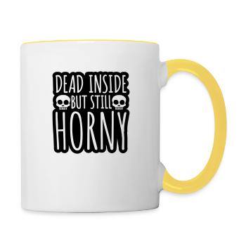 dead inside but horny - Tasse zweifarbig - Weiß/Gelb - Rechts