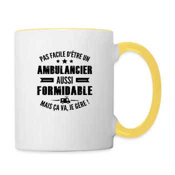 ambulancier formidable / meilleur ambulancier - Mug contrasté - blanc/jaune - Droite