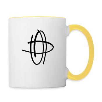 Abstrakte Form | Einfach, Elegant und Modern - Tasse zweifarbig - Weiß/Gelb - Rechts