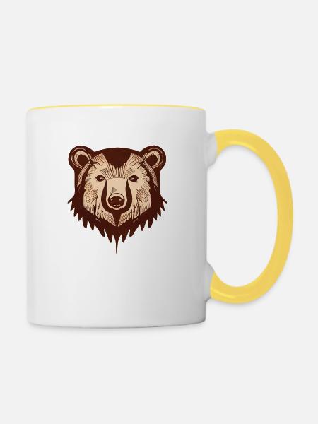 Braunbär - Tasse zweifarbig - Weiß/Gelb