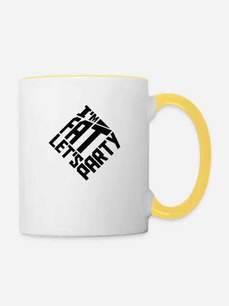 im fat lets party - Tasse zweifarbig - Weiß/Gelb