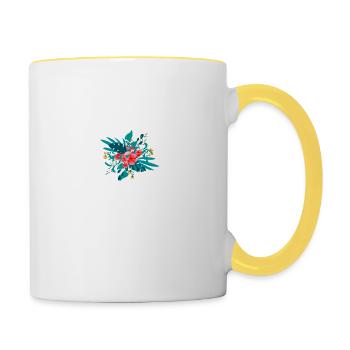 Buchstabe E geblümt - Tasse zweifarbig - Weiß/Gelb - Rechts