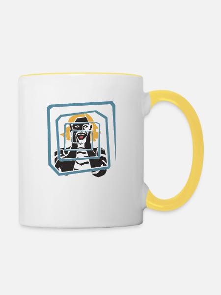 Schreien - Tasse zweifarbig - Weiß/Gelb