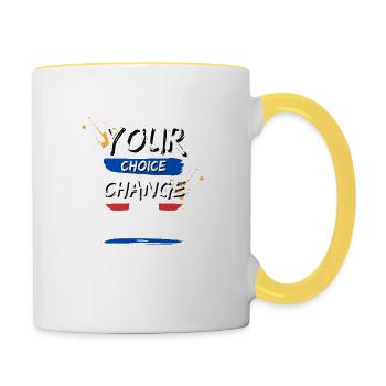Deine Entscheidungen verändern dein Leben! - Tasse zweifarbig - Weiß/Gelb - Rechts