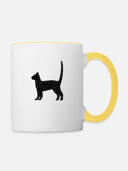 Himmlische Katze - Tasse zweifarbig - Weiß/Gelb