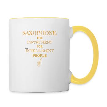 Instrument de saxophone pour personnes intelligentes TR - Mug contrasté - blanc/jaune - Droite