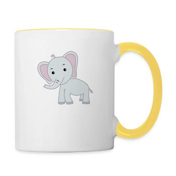 Elephant cute - Contrasting Mug - white/yellow - Right