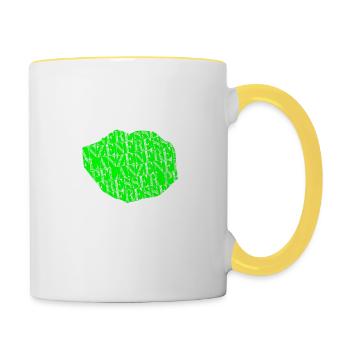 humor veganer veganes essen biologisch vegan - Tasse zweifarbig - Weiß/Gelb - Rechts