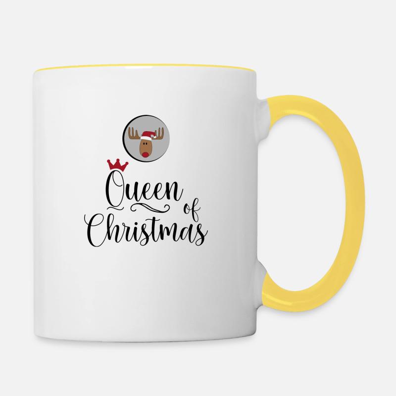 Reine de Noël - Mug contrasté - blanc/jaune