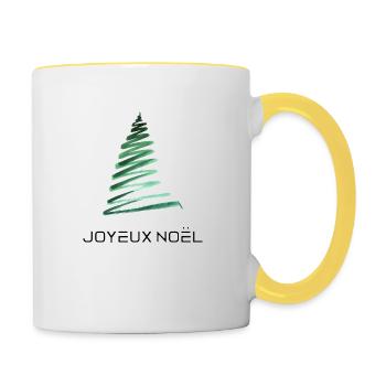 Joyeux Noël , Frohe Weihnachte , Joyeux Noel - Mug contrasté - blanc/jaune - Droite