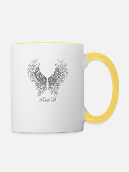 Angels Club in weiß - Tasse zweifarbig - Weiß/Gelb