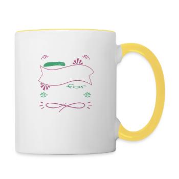 chef hoodies and sweatshirts bubaprints teach bake - Tasse zweifarbig - Weiß/Gelb - Rechts