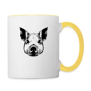 pig sweet pigs pigs animal animals 16 - Contrasting Mug - white/yellow - Right