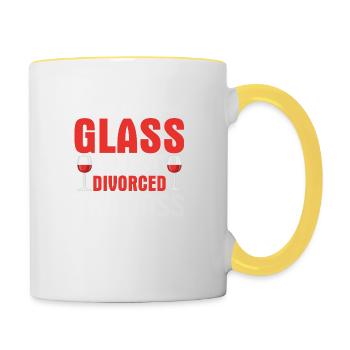 Remplir mon verre Je viens de divorcer ce cul divorcé w - Mug contrasté - blanc/jaune - Droite
