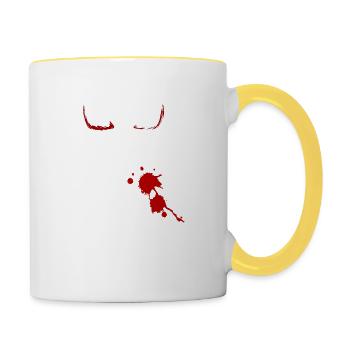 Kürbis Gesicht Halloween - Tasse zweifarbig - Weiß/Gelb - Rechts