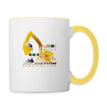 Excavator Work Hard Dream Big - Contrasting Mug - white/yellow - Right