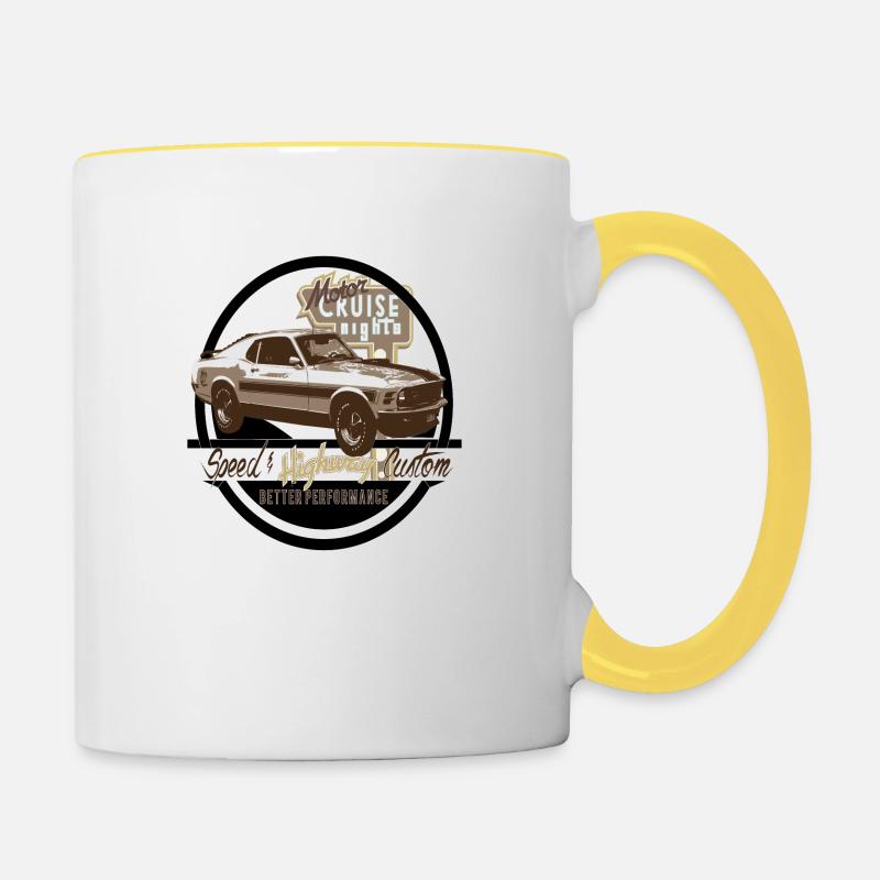 Voiture - Speed Custom - Mug contrasté - blanc/jaune